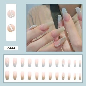 6pc：long fake nail cute prees manicure gel nail ket